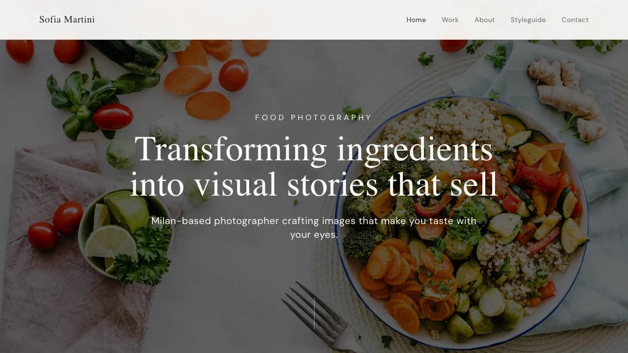Screenshot of Savora - Food Photography Portfolio
